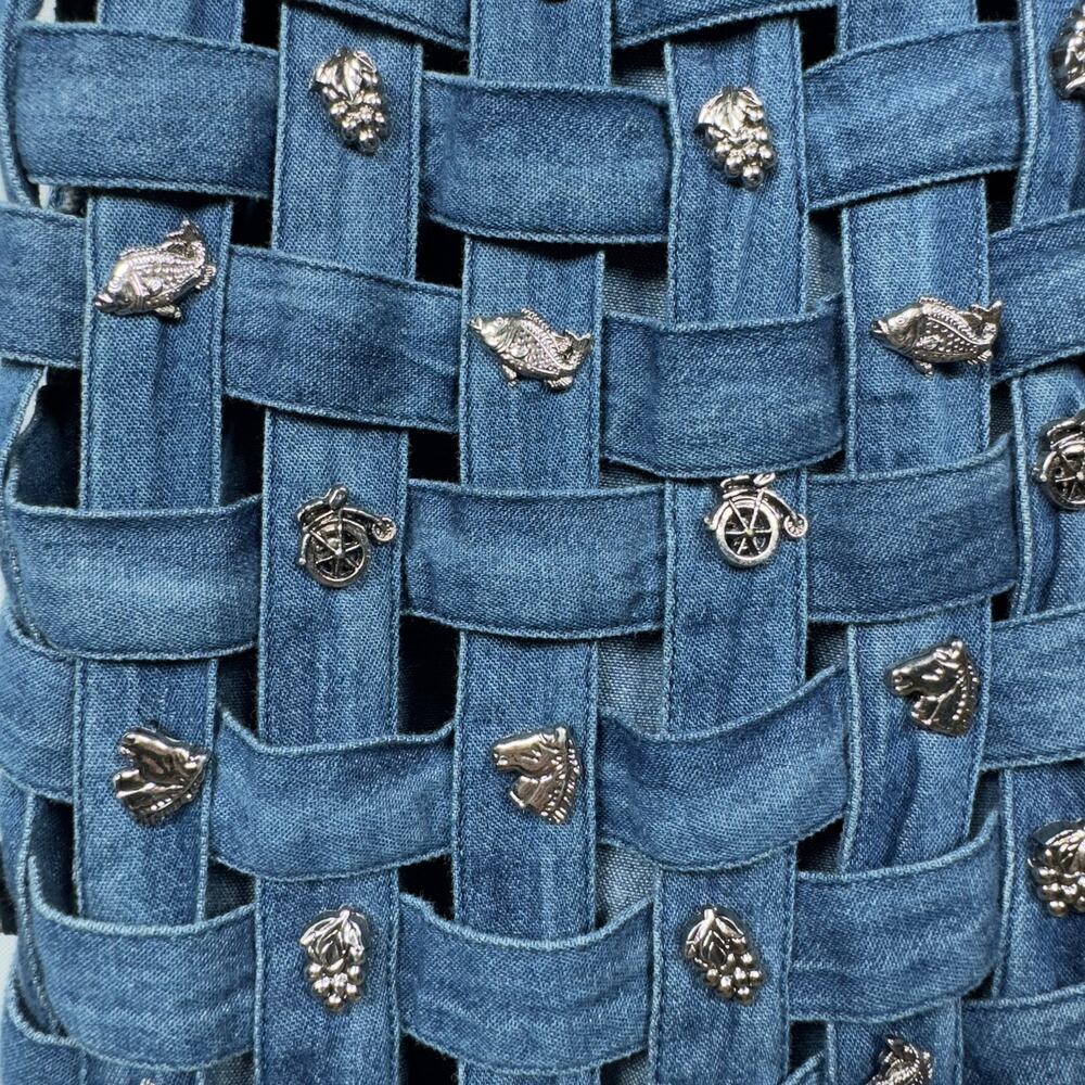 Vintage Ellen Richman Women's Denim Vest Western Silver Charms Size S - Picture 4 of 11